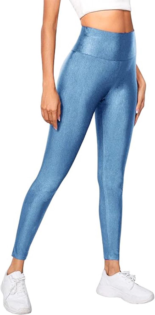 Hoge Taille Legging Blauw - Sportlegging - Fitness - Yoga - Stretch van Merkloos — afbeelding 4
