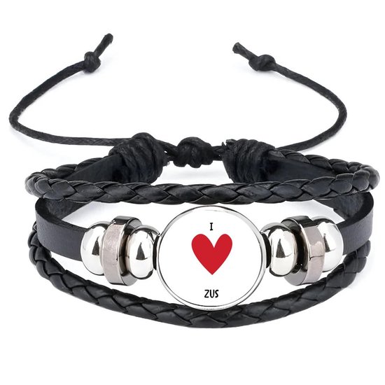 Akyol - Bracelet J'aime ma sœur noir - Sœur - la sœur la plus douce - cadeau pour votre sœur - famille - cœur - amour