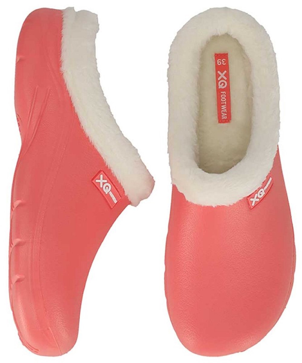 XQ tuinklompen dames - coral uni - met bont - maat 37