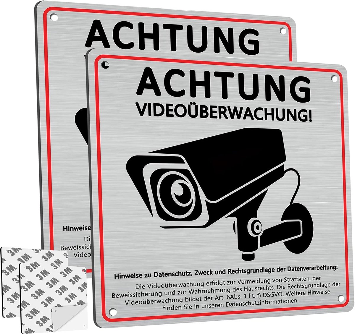 Videobewaking Bord 15x15cm - Professionele Kwaliteit Stickers voor Camerabewaking (2 Stuks)