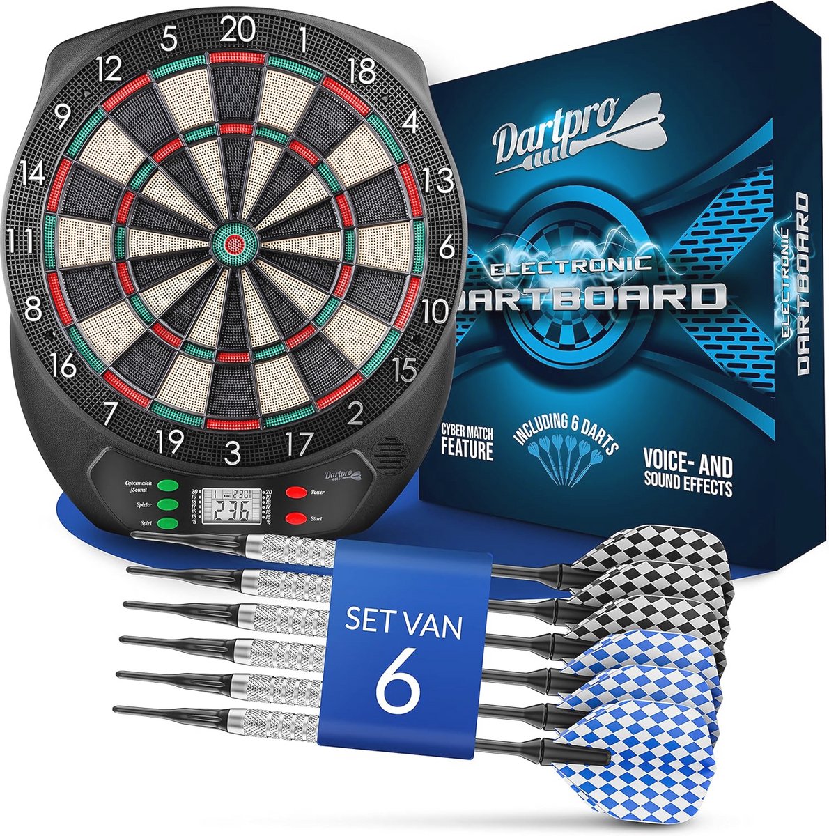 Elektronisch Dartbord met 6 Darts - Draadloos en Innovatief - 21 Spellen voor 1 tot 8 Spelers