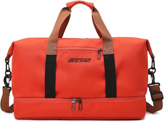 Newhey opvouwbare reisplunjezakken voor mannen weekend overnacht tas sport gymtas met gevouwen schoencompartiment. Bagage tas voor alle toepassingen, waterbestendig 65 l, lichtblauw