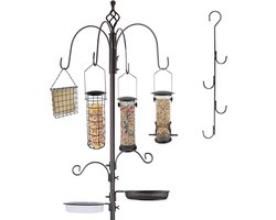 Vogelvoederstation Deluxe Kit - Vogelvoederpaal Wilde Vogelvoederbak Opknoping Planter Hanger Multi Feeder Opknoping - Metalen Suet Feeder Vogelbad - Aantrekken Wilde Vogels (1 Pack)
