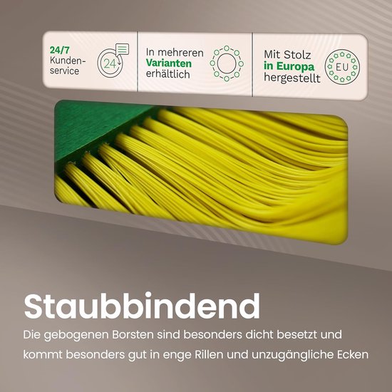 Novaliv klauwbezem met steel 30cm, speciale bezem met gebogen borstelharen, rood en geel - ideaal als tuinbezem, schraapbezem, kunstgrasbezem, ideaal voor op de camping, straatbezem van Novaliv — afbeelding 5