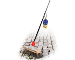 Novaliv Robuuste staalbezem met steel - stalen bezem met telescopische steel, efficiënte mosverwijdering, staalborstel, voor bestrating & tuin, staaldraadbezem, moskrabber, pizzabezem, pizzasteenborstel