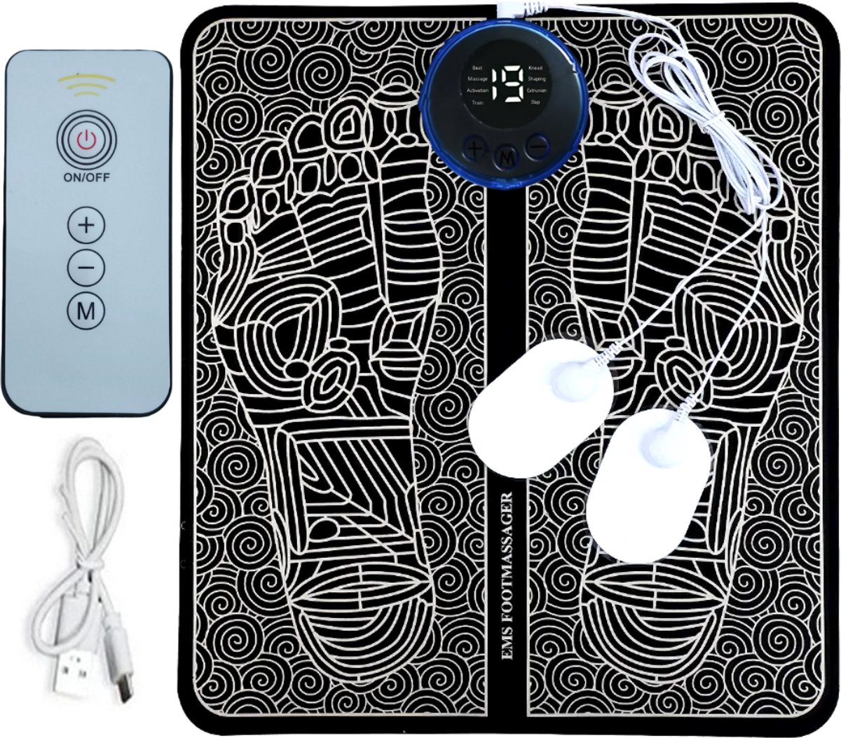 Bol.com FineMart - Voetmassage Apparaat - Afstandsbediening + 2 Elektroden - Neuropathie - Massage Apparaat - 8 Mode 19 Niveaus ... aanbieding