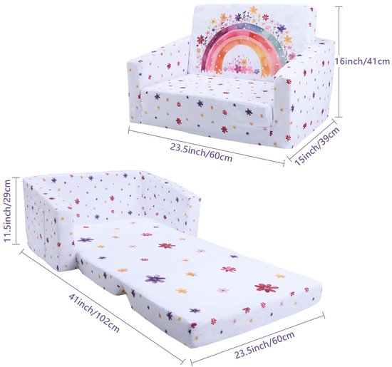 Ibenzoa® Opvouwbare Kinderbank en Stoel met Antislip Kussen voor Slaapkamer en Speelkamer van Ibenzoa — afbeelding 2