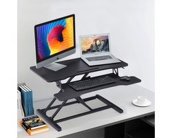 Worktrainer - UPdesk Cross - Hoogte 11 - 50,4 cm - Breedte 40 x 80 cm - Bureauverhoger - Monitor verhoger - In hoogte verstelbaar - Zwart - Gasveer bediening
