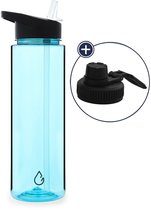 Wattamula - MOVE waterfles lichtblauw transparant 700 ml - dop met rietje en sportdop - drinkfles