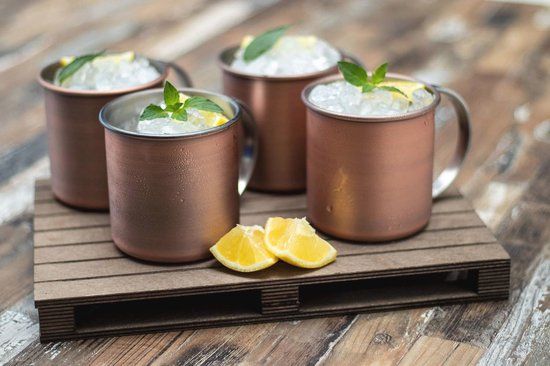 Buddy´s Bar - 2 Julep mokken 2 x 400 ml cocktailbeker met hamersla-effect, hoogwaardige roestvrijstalen bekers, voedselveilig, gehamerd, incl. geschenkdoos, set van 2, antiek koper