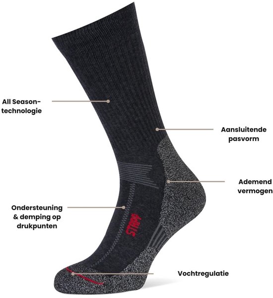 STAPP Chaussettes de marche Techno Boston All Season - 3 paires - Anthracite