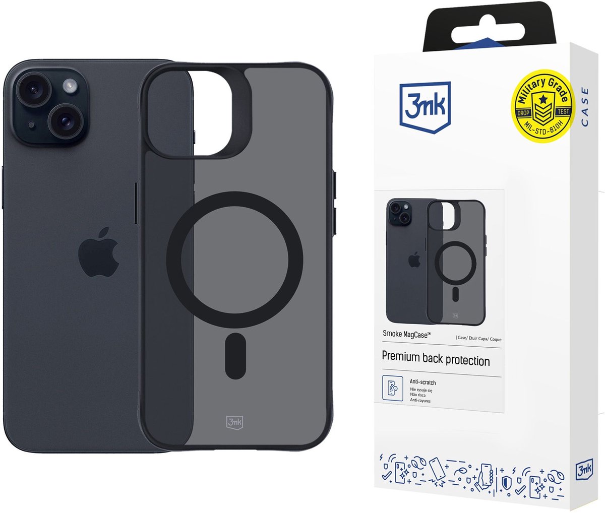 Hoesje voor Apple iPhone 15 - 3mk Smoke MagCase