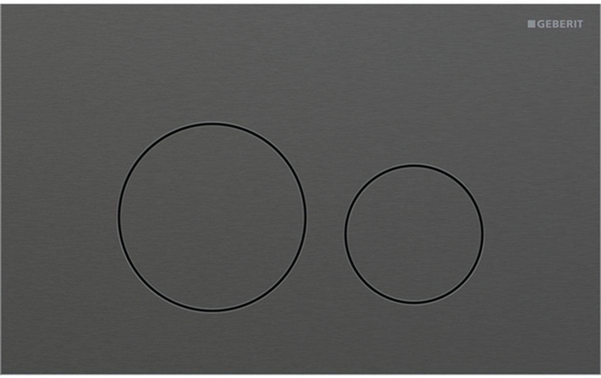 Geberit Sigma40 bedieningsplaat - 2-toets spoeling - extra dun - ronde knoppen - RVS - geborsteld zwart chroom