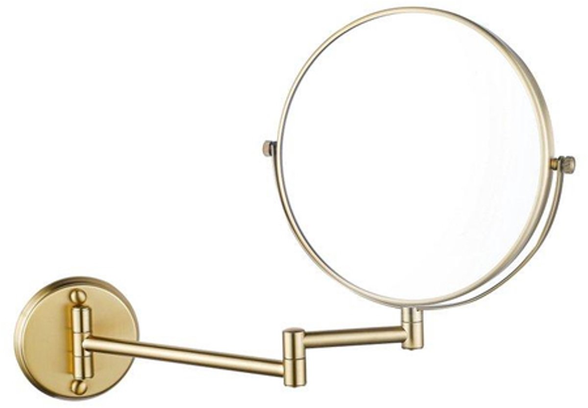 FugaFlow make-up spiegel - 20cm - rond - PVD - geborsteld messing (goud) -