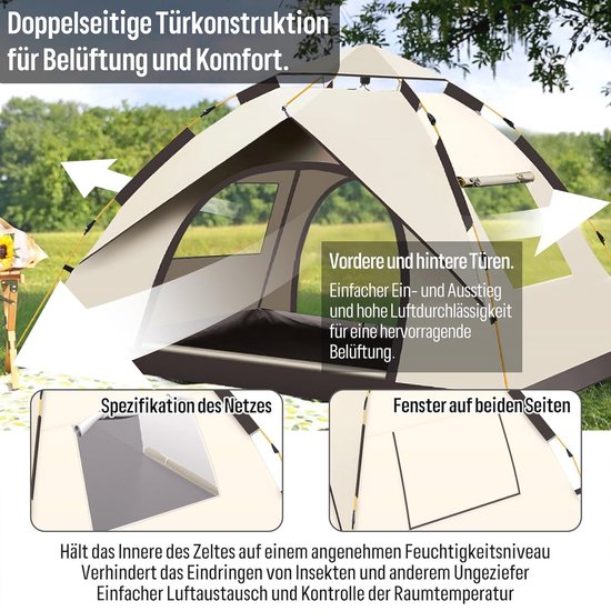 Automatische Campingtent voor 1-2 Personen - Lichte Douchetent met UV-Bescherming voor Strand en Outdoor Activiteiten — afbeelding 2