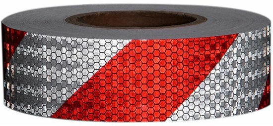 Foto: Reflecterende stickers 5 cm brede glanzende ster rode en witte keperstof 3 meter lang reflecterende carrosseriestickers serge reflecterende strips reflecterende automarkeringen rood en wit