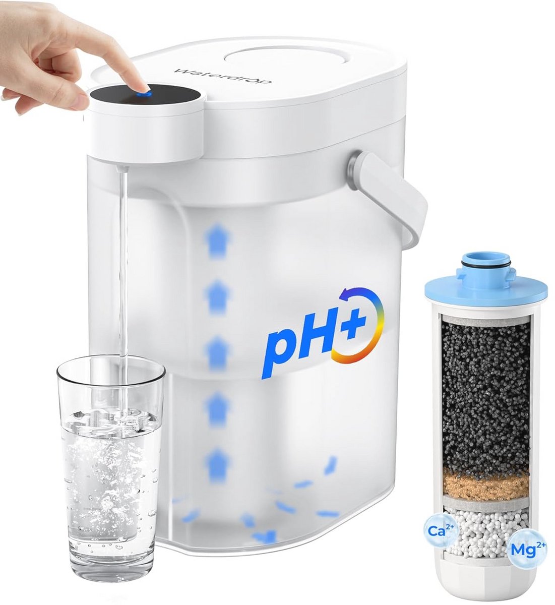 Draagbare 3,5 liter elektrische waterfilter met 6-traps systeem voor alkalisch water