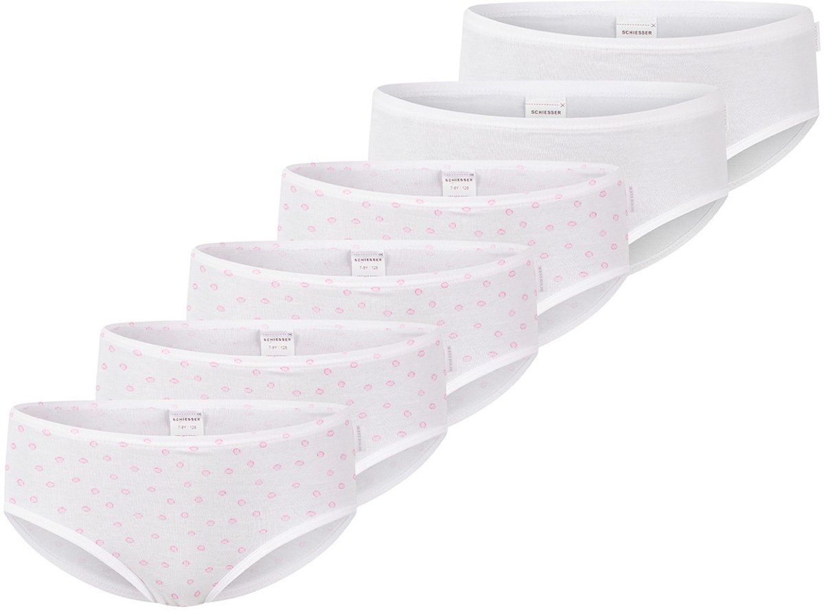 Schiesser Meisjes slip / onderbroek 6 pack fijnrib Organic Cotton