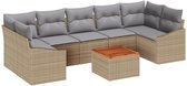 vidaXL - 8-delige - tuinset - met - kussens - in - beige - poly - rattan - en - acacia