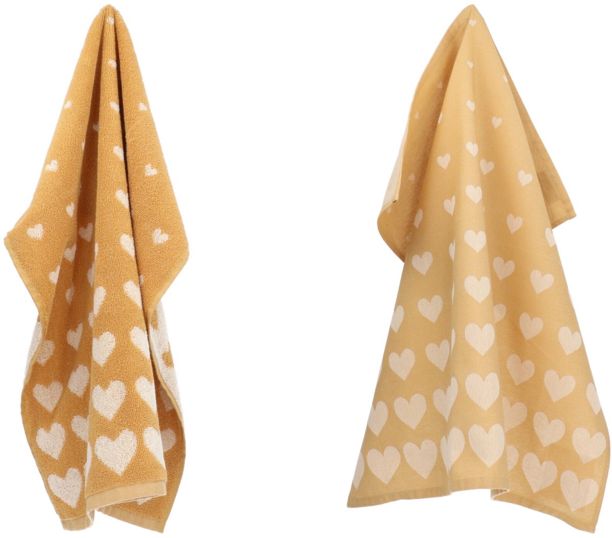 Bol.com Luxe Keukendoek en Theedoek Hart Geel van Bunzlau Castle | 100% Biologisch Katoen | Keukendoek 60x53cm en Theedoek 65x65cm aanbieding