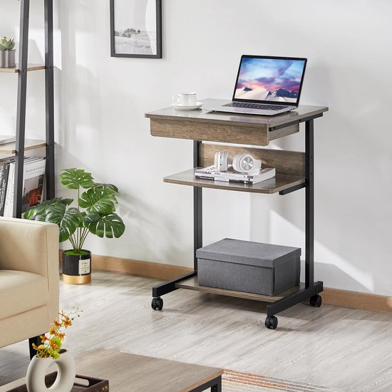 AKORD Bureau d'angle | Table avec Meuble de Rangement intégré et