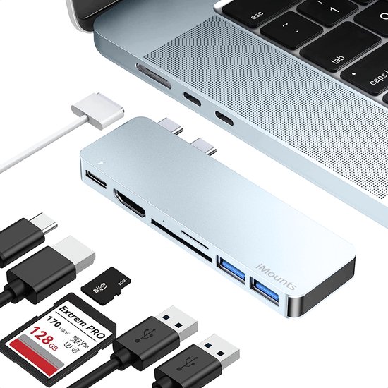 Foto: Strex usb 3 0 hub usb splitter 7 poorten 5gbps led indicatie aan uit switch 100cm kabel