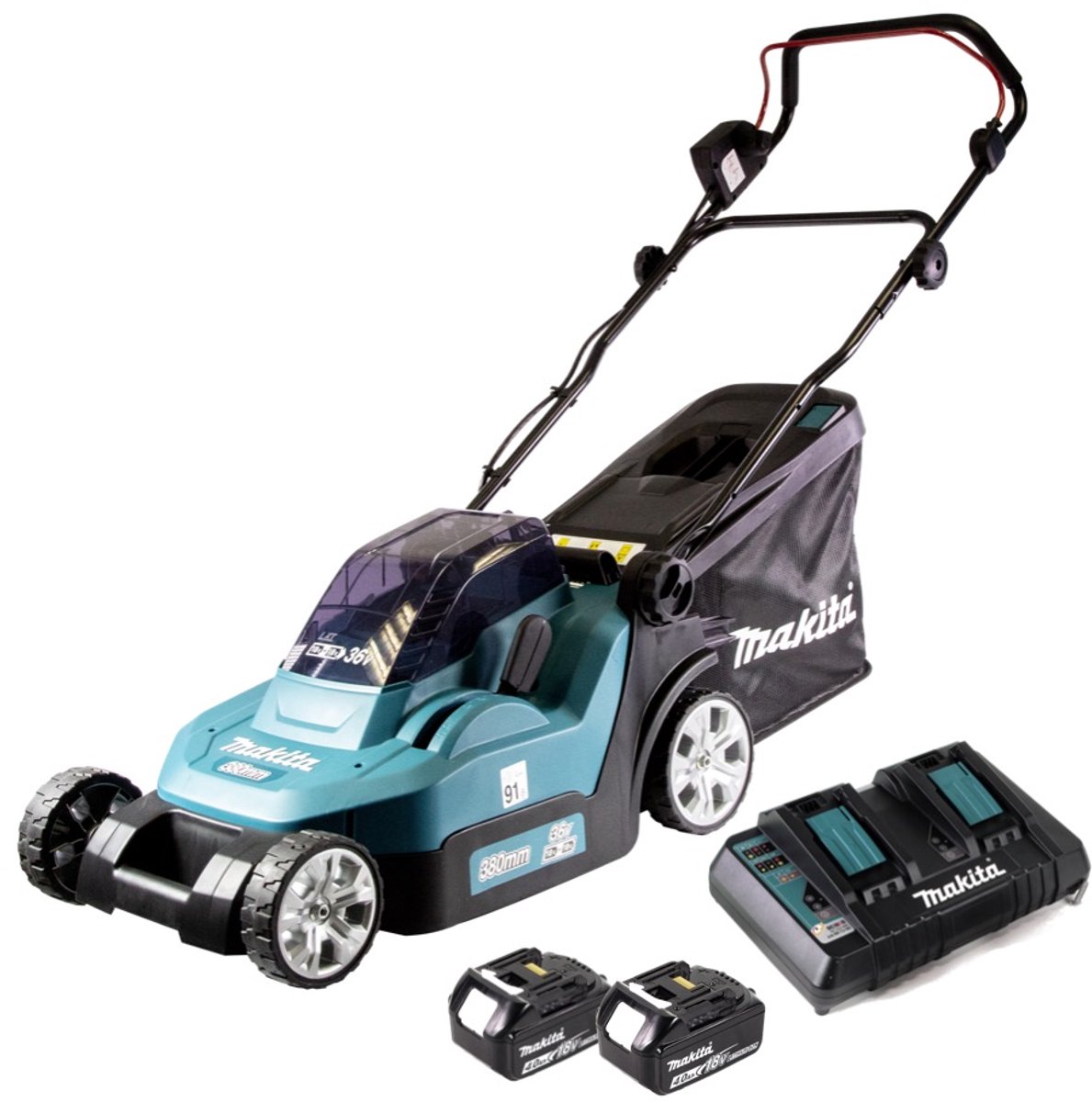 Afbeelding 2 van Makita Grasmaaier Accu Incl. accu, Incl. 2 accu's 18 V Snijbreedte max. 380 mm