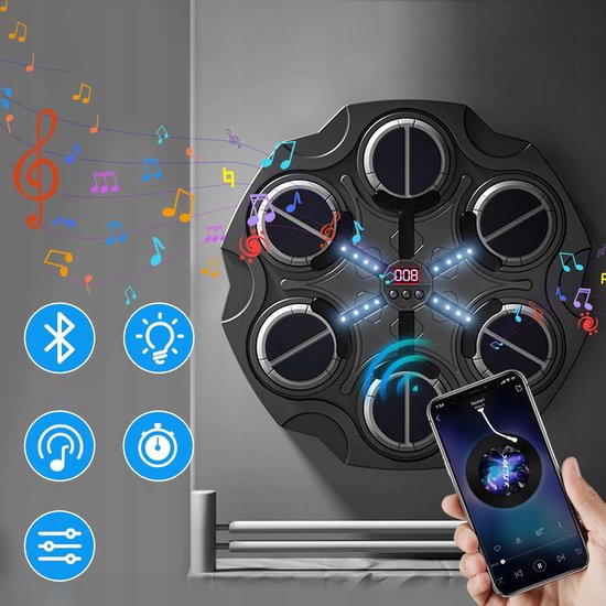 Kids Smart Bluetooth Muziekboxer - 3 standen - 3 snelheden - Zeer elastische spons - Wordt geleverd met zwarte halfvingerhandschoenen voor kinderen