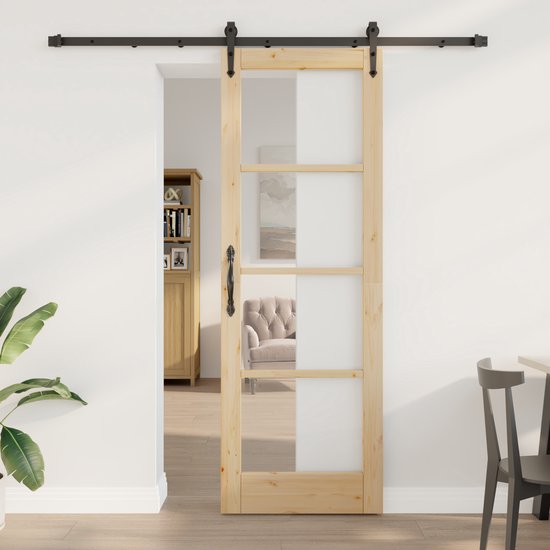 vidaXL - Schuifdeur - met - Hardware - Set - 73,5x211 - cm - Massief - Vurenhout