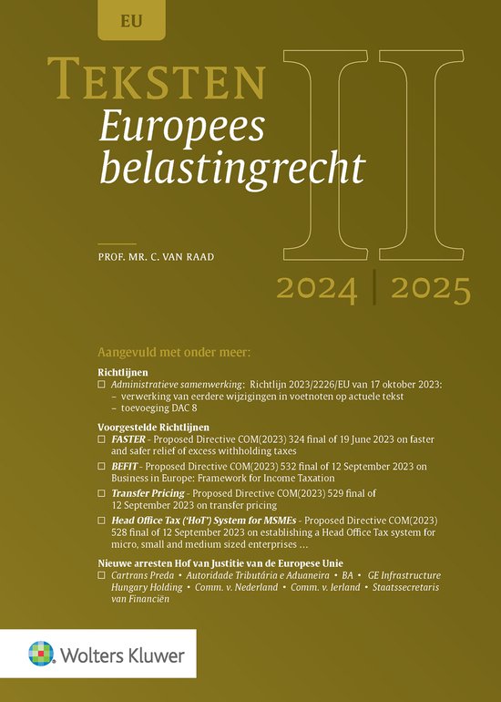 Teksten Europees belastingrecht 2024/2025 - cover