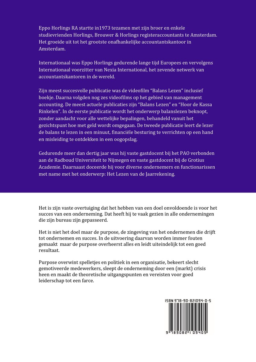 Boekomslag met paarse achtergrond en witte tekst. ISBN nummer zichtbaar.