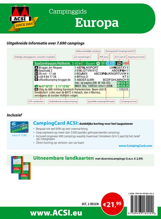 ACSI Campinggids - ACSI Campinggids Europa 2022 set