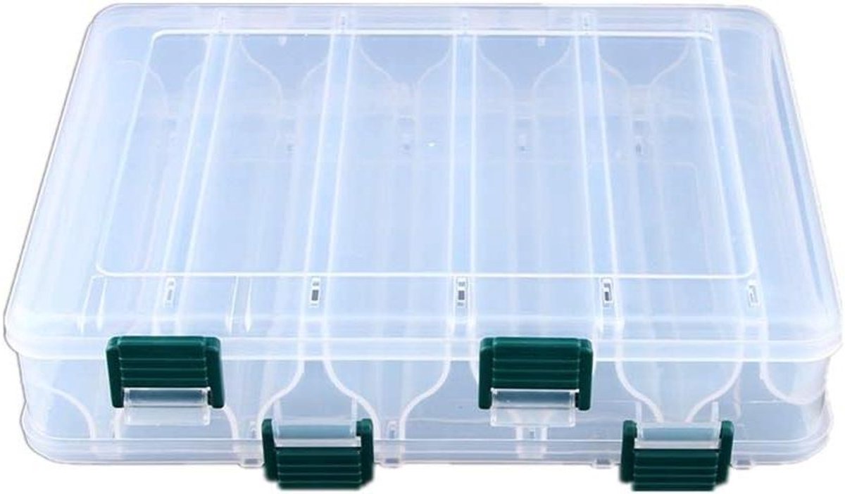 12 compartimenten viskoffer kunstaas doos tackle dubbelzijdige opslag plastic groot