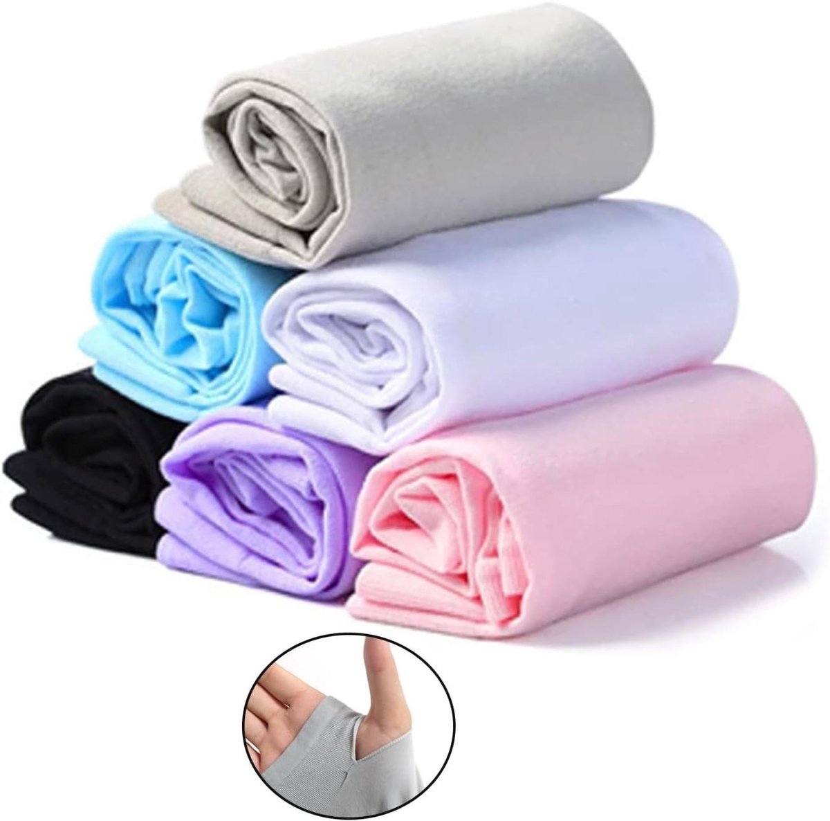 6 Paar Zonnebrandcrème Mouw IJszijde Arm Mouwen Zonnebescherming UV Bescherming Lang Outdoor Fietsen Sport Mouwen Uv Bescherming Ijs Unisex (6 Color)