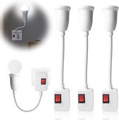 3 stuks 360° draaibare E27 lamphouder met schakelaar - EU-stekker adapter voor gloeilamp - leeslamp wandlamp keukenlamp