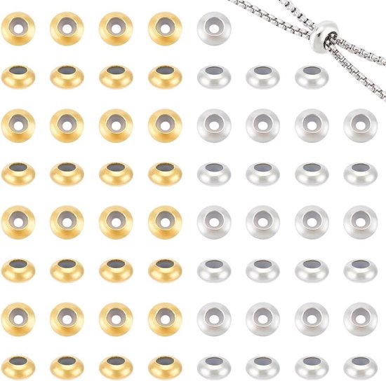 UNICRAFTALE 100 stuks 2 kleuren stopperkralen, schuifkralen, 8 mm
