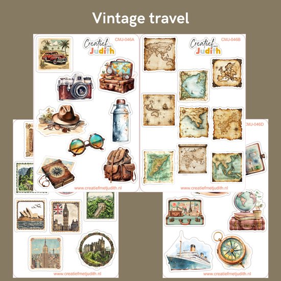 Bullet Journal Stickers – Planner Agenda Stickers – Reizen stickers – 4 stickervellen – Vintage travel – Scrapbook stickers – Deco stickers – vakantie stickers – volwassenen en kinderen