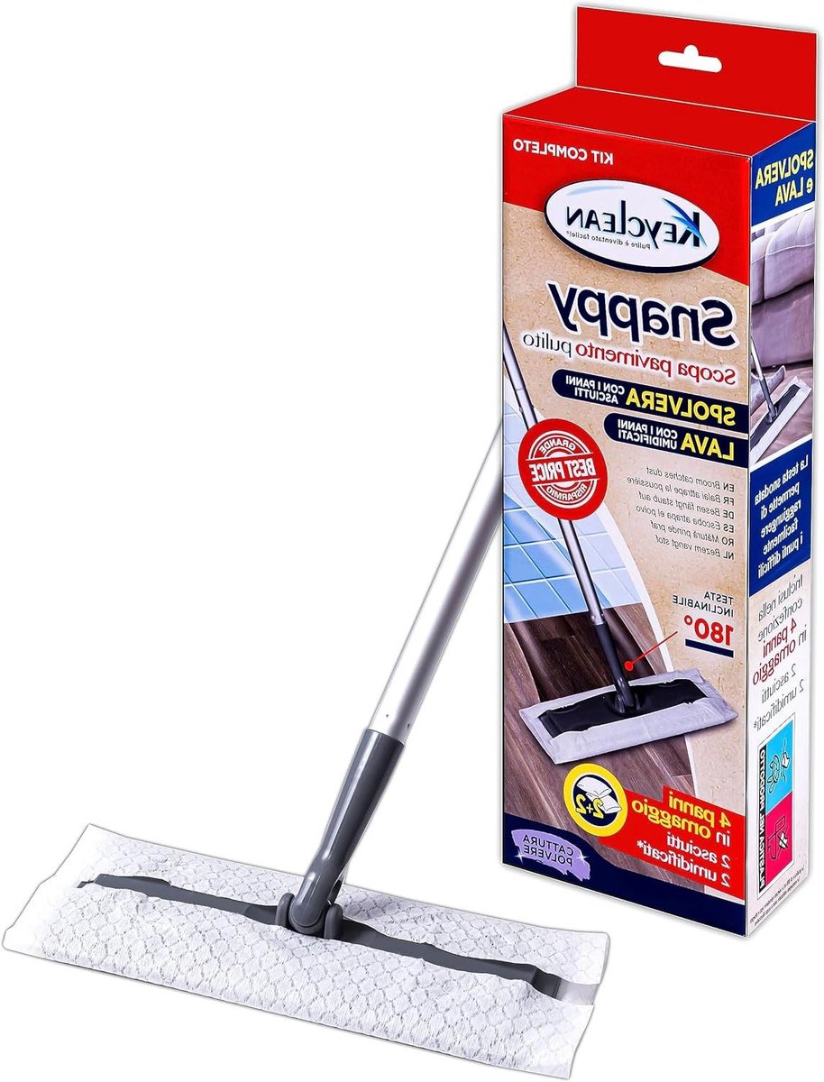 Goedkoopste Vloerwisser met 180 graden draaibare kop - 2 droge en 2 vochtige doeken - reinigen van vloeren en ramen