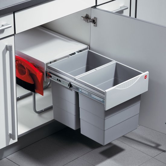 Hailo Tandem-Rb Inbouw Prullenbak - 2 x 20 l - Grijs