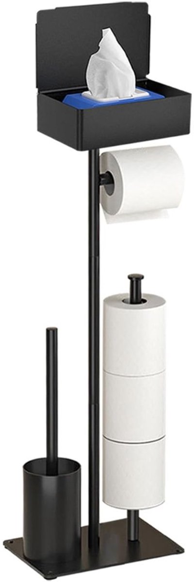 Toiletbutler - Toiletrolhouder Staand - Zwart
