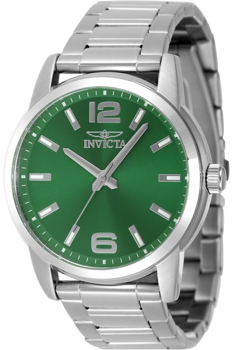 Invicta Celestial 48494 Heren Horloge - Waterdicht - Analoog - Quartz Uurwerk - Roestvrij Staal met groene Wijzerplaat - 43mm