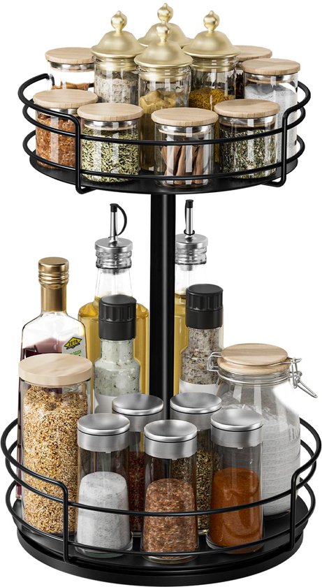Draaiplateau-organizer voor de keuken, draaitafel organizer voor badkamer, 360° draaibare organizer voor keukenkast, draaibare organizer voor snacks, koelkast, badkamer, cosmetica
