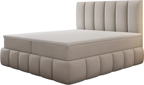 Meuba Home - Bali Boxspring - Beige - 180x200 - Cremona Stof - Met topper 8cm