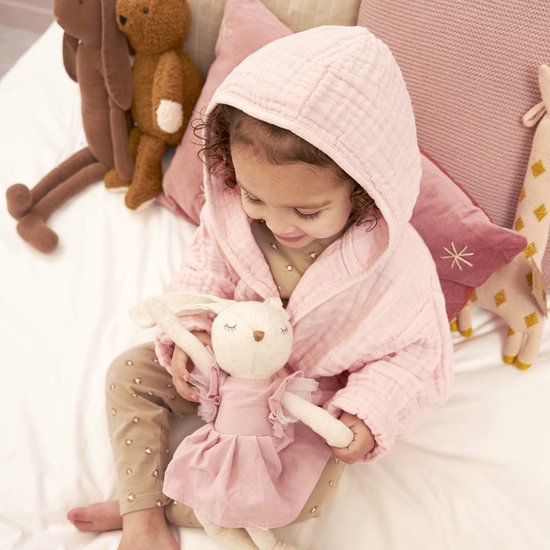 Meyco Baby Uni badjas - pre-washed hydrofiel - soft pink - 98/104 van Meyco — afbeelding 5