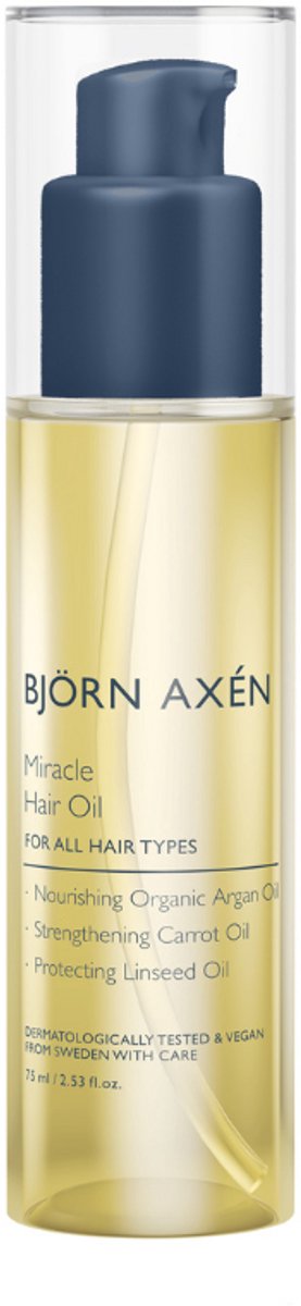Björn Axén Miracle Hair Oil 75ml – Intens Voedende & Herstellende Olie met Arganolie – Voor Zijdezacht, Glanzend & Pluisvrij Haar – Geschikt voor Alle Haartypes – Vegan & Zonder Siliconen – Salonkwaliteit Thuis