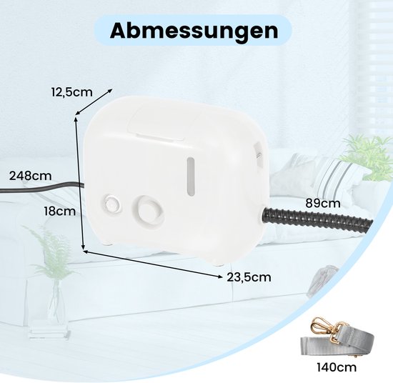 COSTWAY Stoomreiniger 1500 W, stoomdruk: 3 bar, opwarmtijd: 15s, temperatuur: tot 180℃, tank: 1000 ml, handheld stoomreiniger met 10 accessoires en riem (wit) van Costway — afbeelding 2