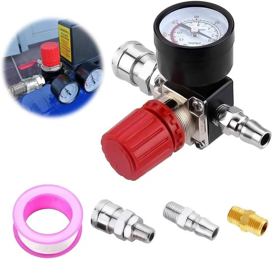 Haofy Luchtdrukregelaar, G1/4 Pneumatische Regulator Verstelbare Luchtdruk Compressor Controle Klepmeter met Beugel