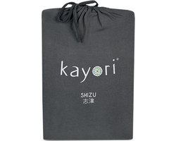 Kayori Shizu Hoeslaken Jersey Stretch - 140-160x200-220cm - Matrasdikte 35cm - Rondom Elastiek - Biologisch Katoen - Strijkvrij - Antracite