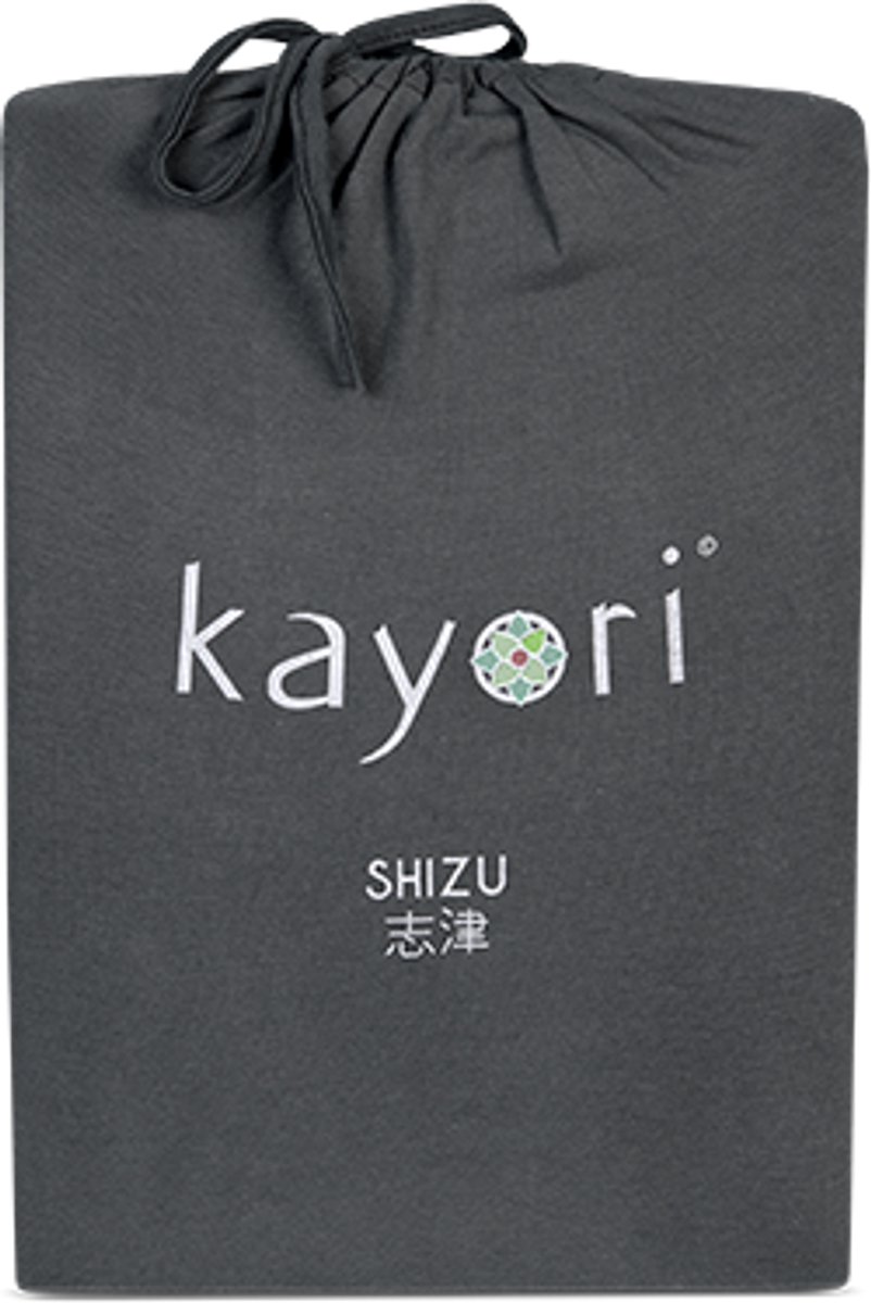 Kayori Shizu Hoeslaken Jersey Stretch - 140-160x200-220cm - Matrasdikte 35cm - Rondom Elastiek - Biologisch Katoen - Strijkvrij - Antracite
