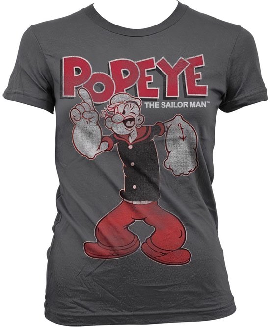 Popeye Dames Tshirt -XXL- Distressed Sailor Man Grijs